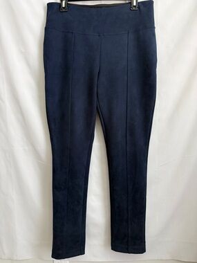 Andrew Marc Size Medium Navy Blue Faux Suede High Waist Pull On Leggings Pants